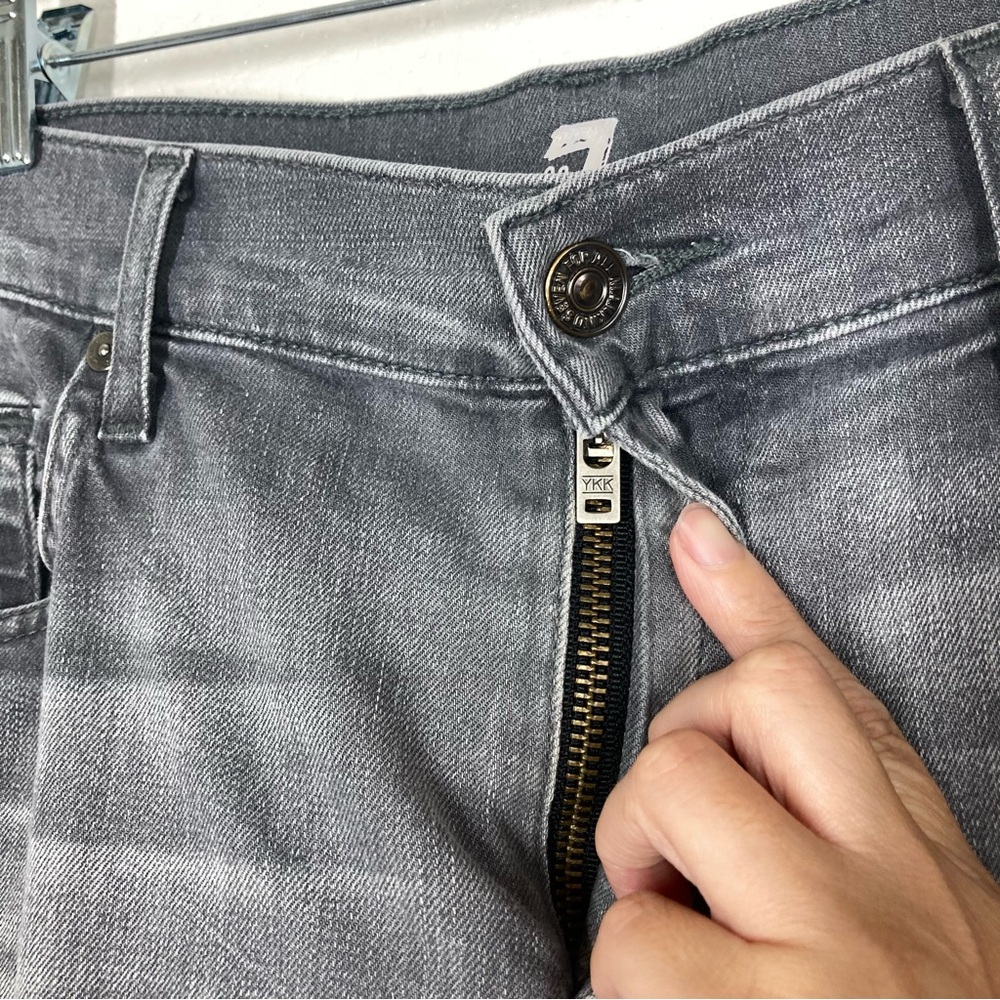 7 For All Mankind Slimmy Slim Fit Jeans Mens 34 In Gravel Gray Straight Leg - Picture 6 of 16